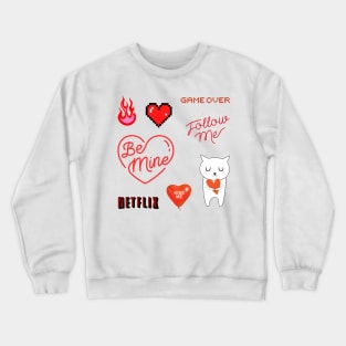 red heart love sticker set collection Crewneck Sweatshirt